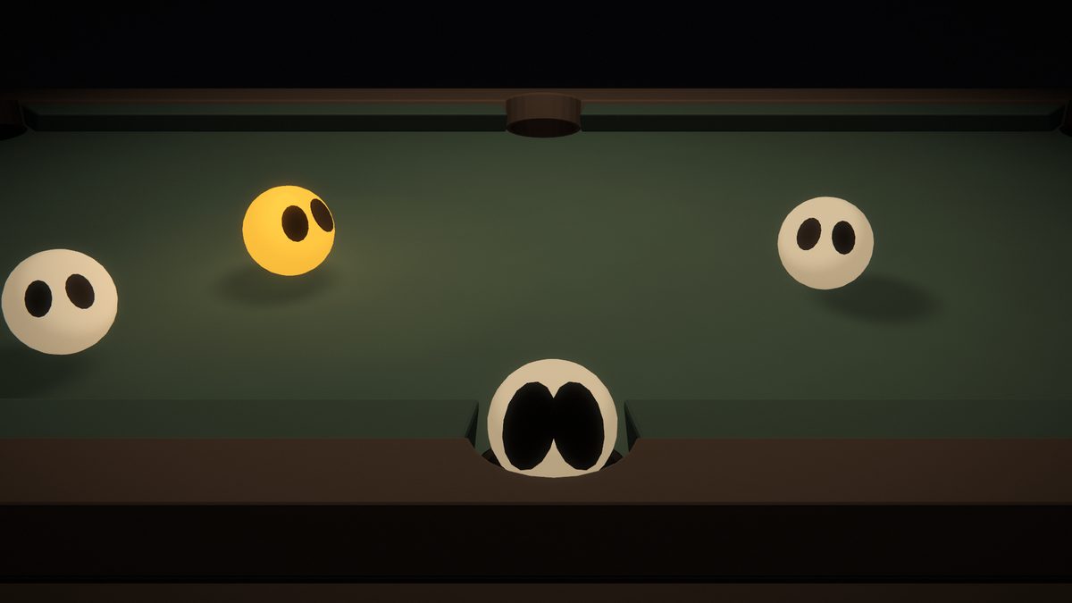 A ball dropping into the pocket, eyes wide