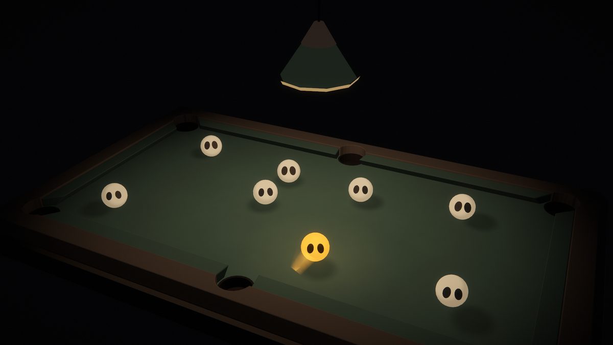 The whole table under the lamp